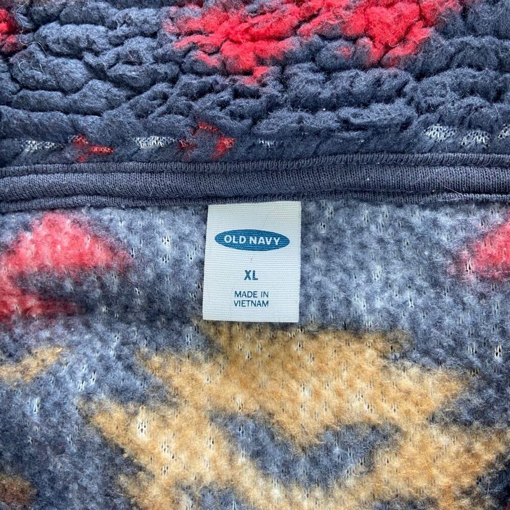 Old Navy Xl Multicolor Fleece Pullover Jacket Patterned Quarter Zip Pattern Long - Picture 2 of 7